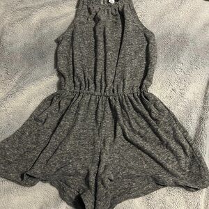 Girls' Gray Sleeveless Romper - Elastic Waist